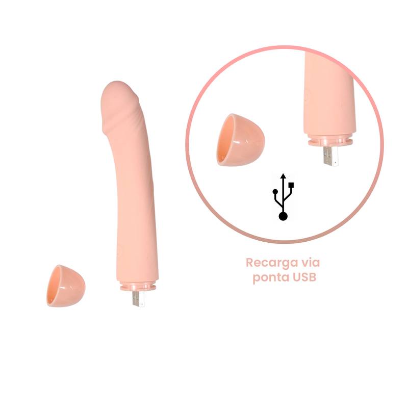 VIBRADOR EM FORMATO DE PÊNIS RECARREGÁVEL COM 7 MODOS DE VIBRAÇÃO - IMPORTAÇÃO W100
