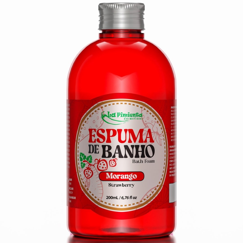 ESPUMA DE BANHO AROMATIZADO MORANGO 200ML - LA PIMIENTA