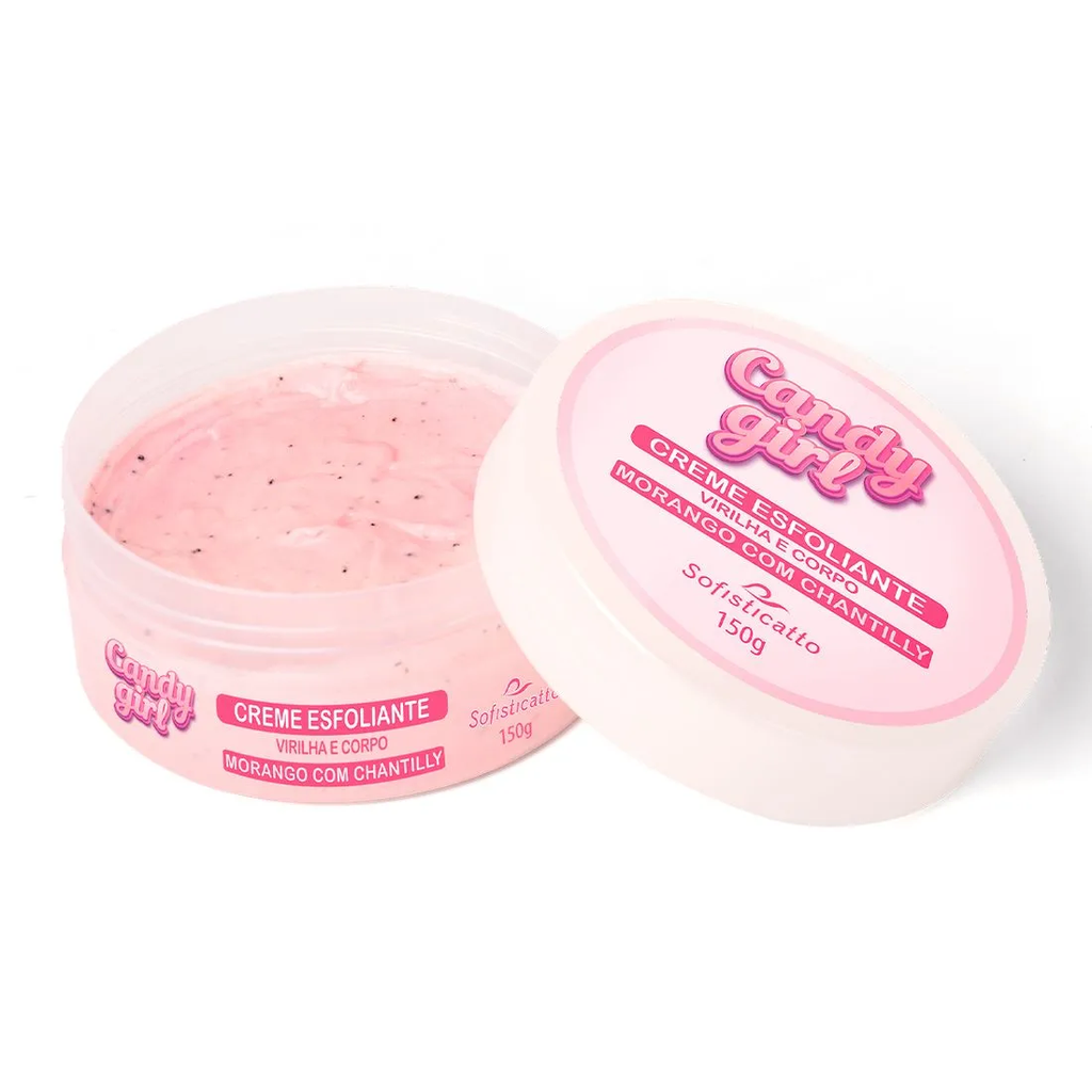 CANDY GIRL CREME ESFOLIANTE VIRILHA E CORPO MORANGO COM CHANTILLY 150G - SOFISTICATTO