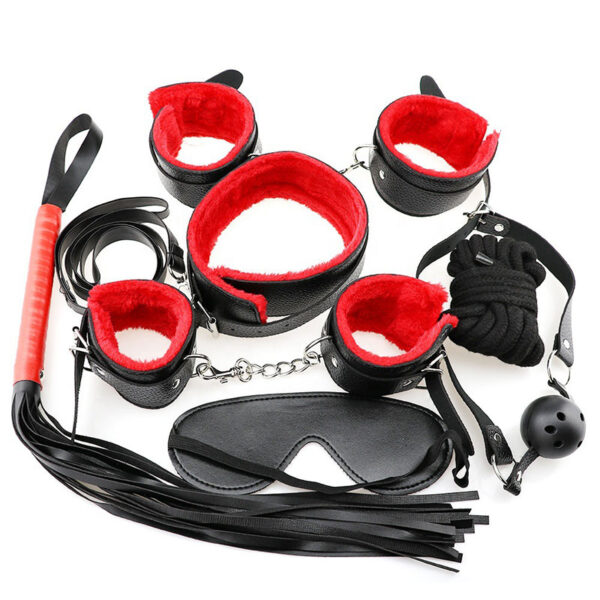 KIT BONDAGE COM 7 PEÇAS COM FORRO EM PELÚCIA - IMPORTAÇÃO SD217
