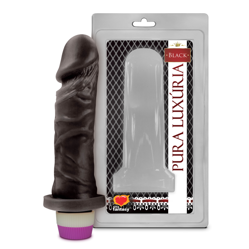 PRÓTESE REALÍSTICA COM VIBRO INTERNO PRETO 15,3X4CM - SEXY FANTASY PCP008