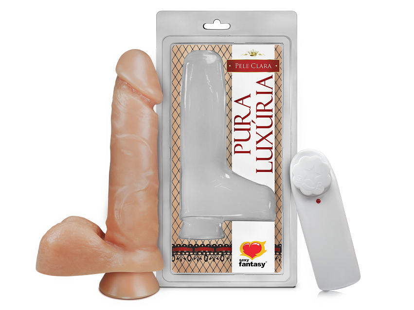 PRÓTESE REALÍSTICA COM VIBRO EXTERNO SACO E VENTOSA 16X3,5CM - SEXY FANTASY PV024