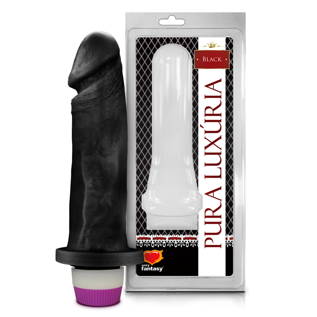 PRÓTESE REALÍSTICA COM VIBRO INTERNO PRETO 18X4,5CM - SEXY FANTASY PCP014