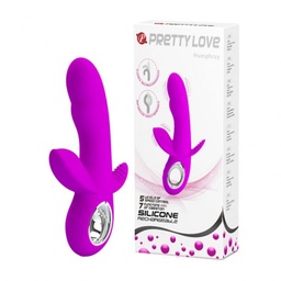 [000148] VIBRADOR RECARRÉGAVEL COM ESTIMULADOR DUPLO COM CERDAS MACIAS - PRETTY LOVE HUMPHRAY  VB083
