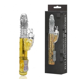 [000065] VIBRADOR ROTATIVO VAI E VEM COM ESTIMULADOR CLITORIANO BORBOLETA RECARREGÁVEL 36 VARIAÇÕES - RT020 180201